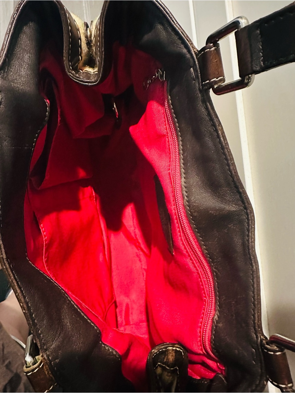 Coach Multicolor Plaid Shoulder Bag with Dark Brown Leather Trim - Picture 6 of 9